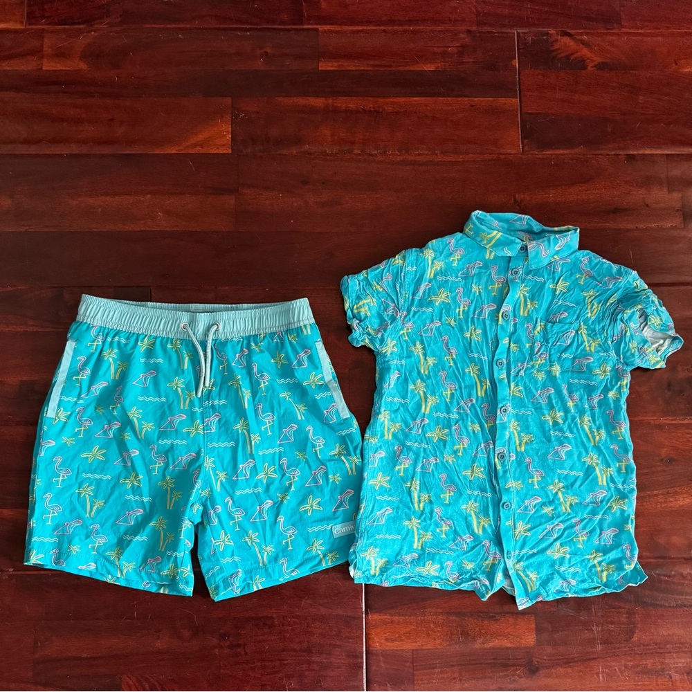 Carnival Cruise Lines Boys Kids Youth Swim Trunks & Shirt Set Size XL Boys 12/14